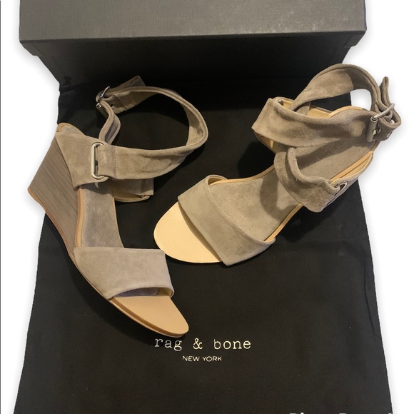 ✨NIB Rag & Bone Damien Wedge in Warm Grey Suede - Size 8 (38) - Picture 5 of 10